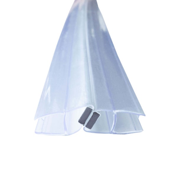 Transparente Magnetdichtung für Duschtüren aus Kunststoff.