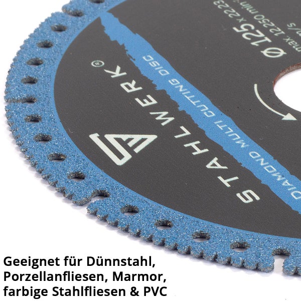 Stahlwerk Diamanttrennscheibe, geeignet für Dünnstahl, Porzellanfliesen, Marmor, farbige Stahlfliesen und PVC