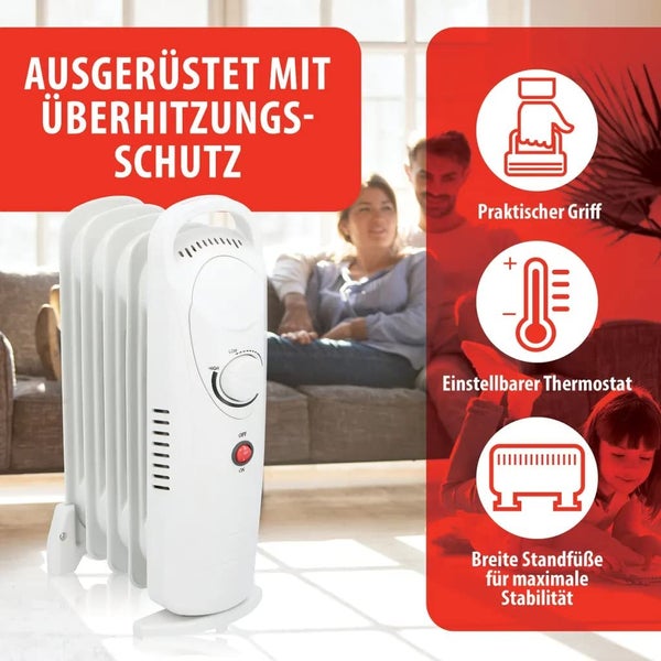 JUNG Ölradiator elektrische Heizung mit Thermostat 650W mobile Elektroheizung