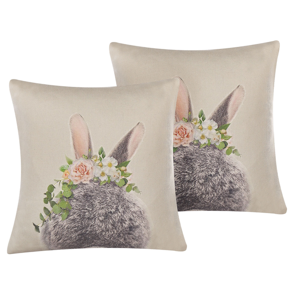 Dekokissen 2er Set FATSIA Baumwolle 45 x 45 cm Taupe