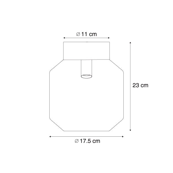Abmessungen einer Lampe mit 23 cm Höhe und 17,5 cm Durchmesser
