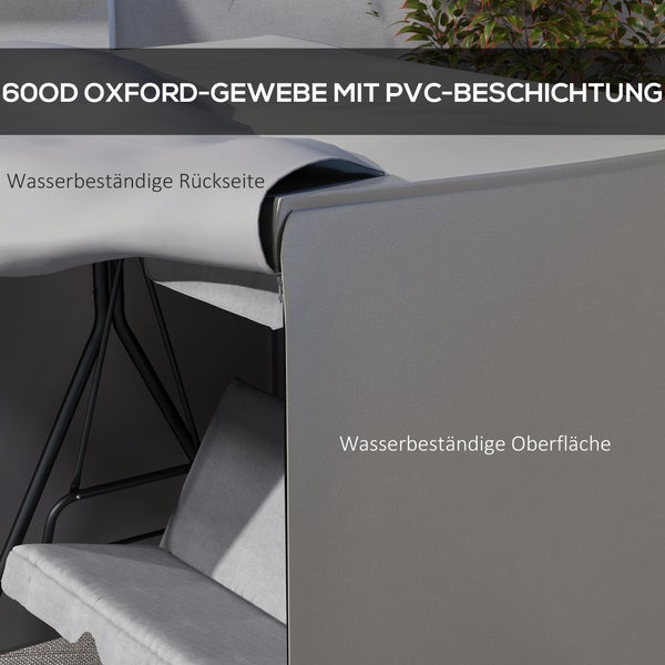 Outsunny Abdeckung für Gartenschaukel, Schutzhülle für Hollywoodschaukel, 177 x 114 x 152 cm, Oxford, Grau