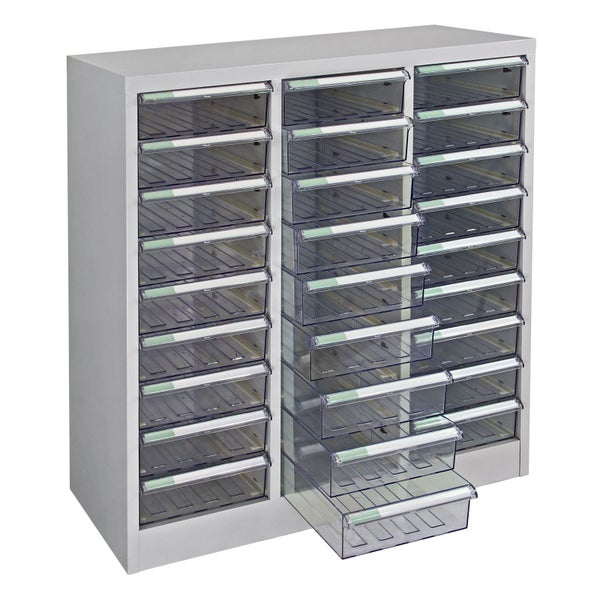 PROREGAL Schubladencontainer Kobra mit 27 Schubladen HxBxT 88 x 80 x 35 cm Lichtgrau