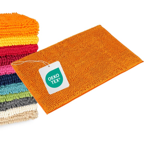 Hochflor-Badematte aus Chenille mit OEKO-TEX Zertifizierung, weiche Struktur für das Badezimmer.