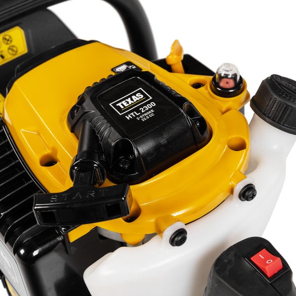 Benzin Heckenschere Texas HTL2300 – 56 cm Schnittlänge, 23 cm³ Motor, 2-Takt, Doppelklinge mit drehbarem Griff