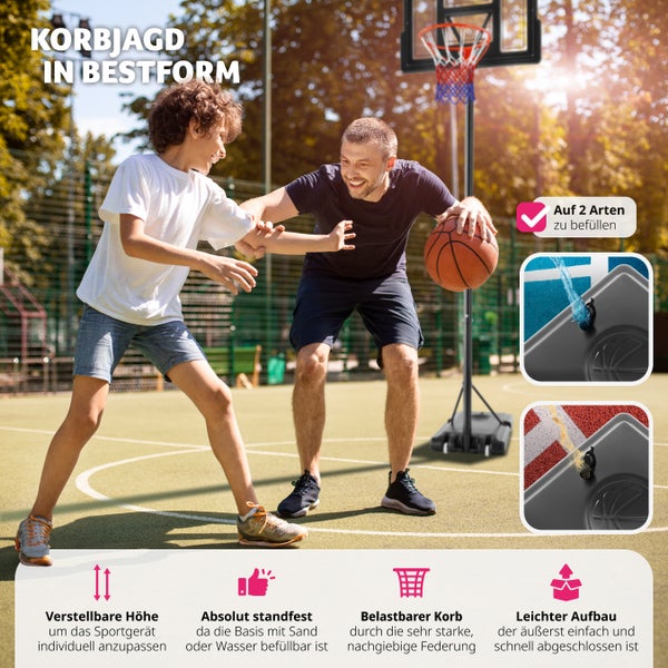 Basketballkorb tectake Dirk mit Rollen, inklusive Ball und Pumpe Outdoor schwarz