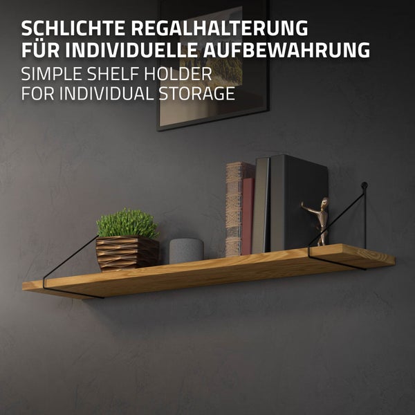 ML-Design 4 Stück Regalhalterung 250mm Schwarz, Metall, Dreieckige Regalhalterungen, Schwebe Regalwinkel, Draht Wandhalterung, Regalträger für Wandmontage, Wandregal Wandkonsole Hängeregal Regalstütze