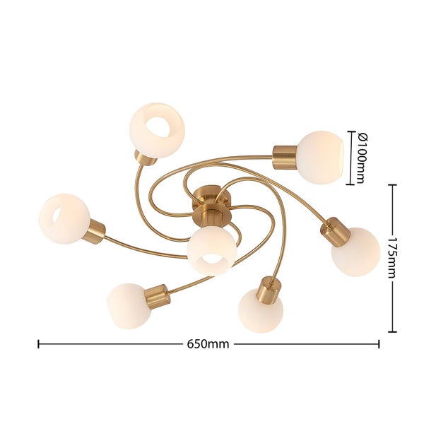 Lindby Deckenlampe Glas Metall, Deckenstrahler Deckenleuchte 7x E14 max. 40W ohne Leuchtmittel Lampe Wohnzimmer Schlafzimmer Flurlampe
