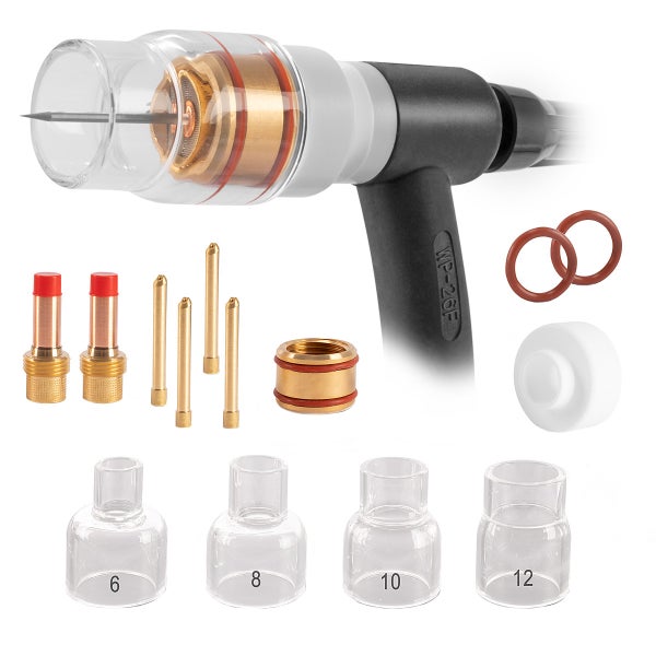 STAHLWERK Glas Gaslinsen Set 14tlg WIG Schweißzubehör für WP SR 17 18 26