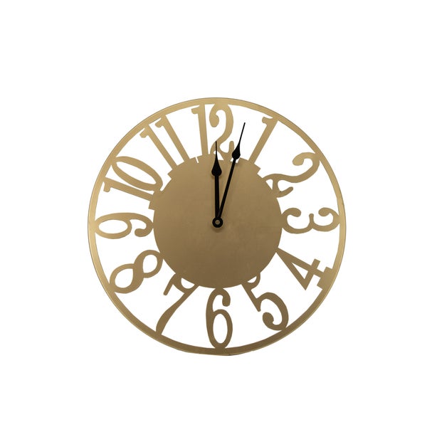 Goldfarbene Wanduhr mit Ziffernblatt