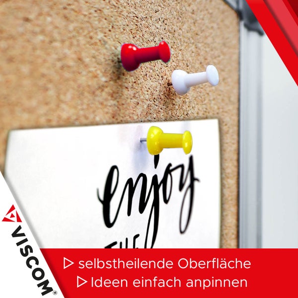 Viscom Pinnwand aus Kork mit selbstheilender Oberfläche zum Anpinnen von Notizen