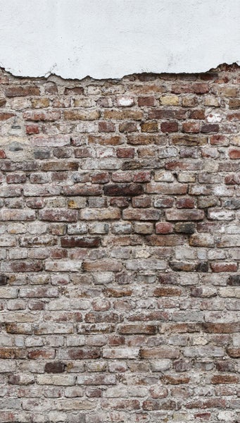 Eine Ziegelmauer mit beschädigtem Putz