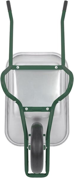 Schubkarre mit Metallwanne und einem Rad