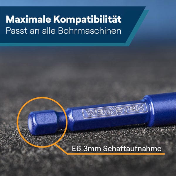 WERKSTEIN Fliesenbohrer 10mm mit Diamantbohrkrone - Extrem langlebiger Feinsteinzeug Bohrer zum Bohren von Fliesen, Glas, Keramik, Porzellan, Granit, Marmor uvm. - Diamantbohrer mit Sechskantschaft