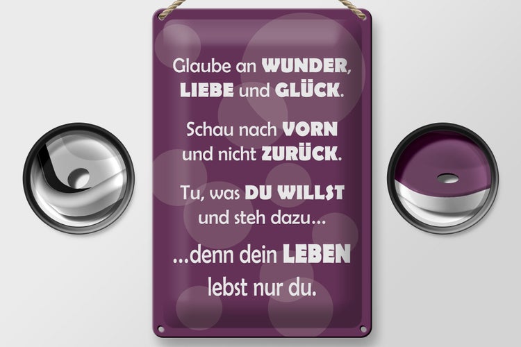 Blechschild Spruch 20x30cm Dein Leben lebst nur Du