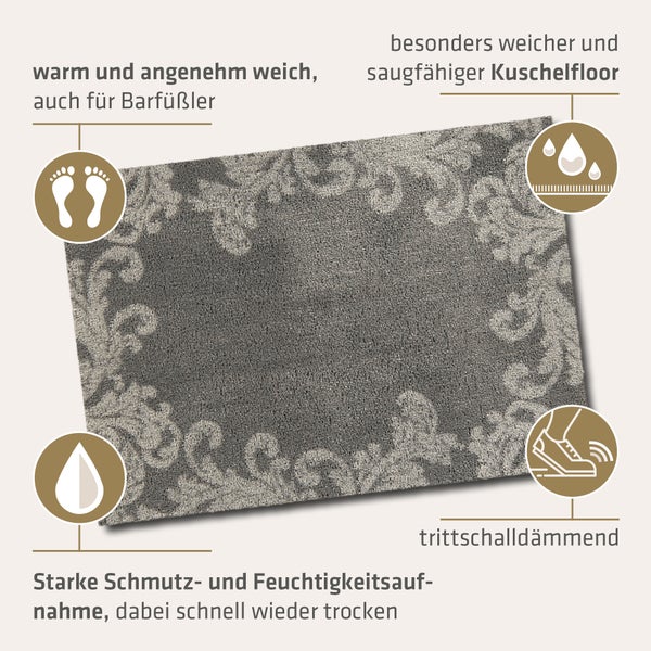 Akzente Feel Badematte mit Motiv in Grau Fußmatte 50 x 70 cm, rutschfest, saugfähig