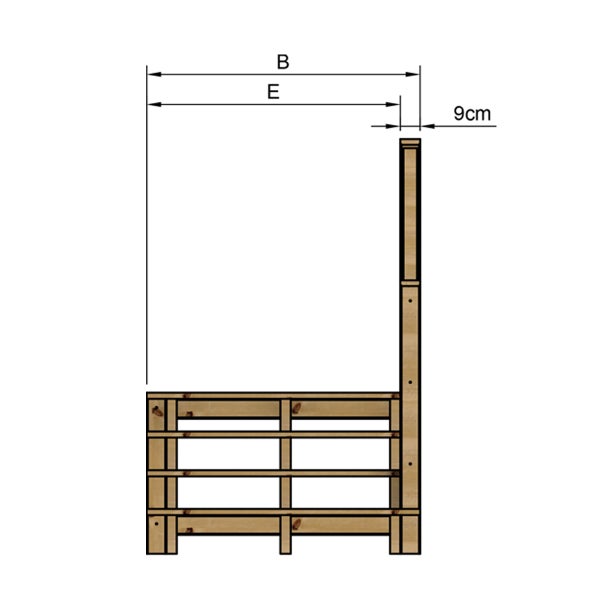 Illustration eines Hochbeets mit Maßangaben