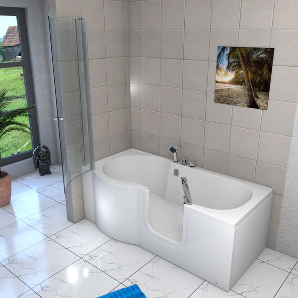 Seniorendusche und Sitzwanne mit Tür S12D-EH-R 85x170 cm