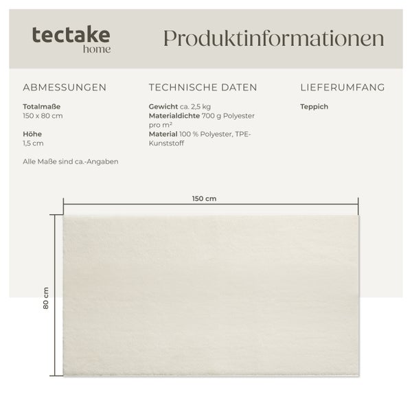 Kurzflorteppich tectake rutschfeste Unterseite verschiedene Größen und Farben 80 x 150 cm