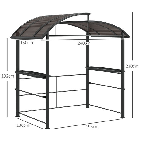 Outsunny Grillpavillon, 240L x 150B x 230H cm, Stahl, PC, mehrfarbig