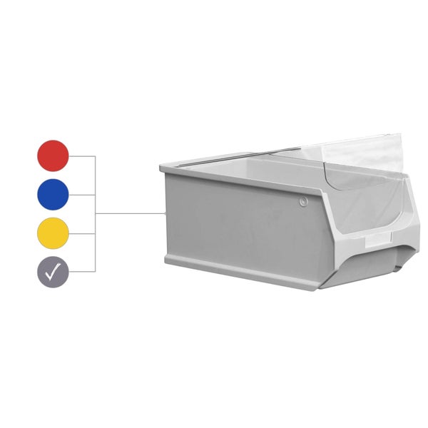 PROREGAL SparSet 10 x Graue Sichtlagerbox 4.1 Mit Griffstange und Abdeckung HxBxT 15 x 20 x 35 cm 7,2 Liter Sichtlagerbehälter Sichtlagerkasten