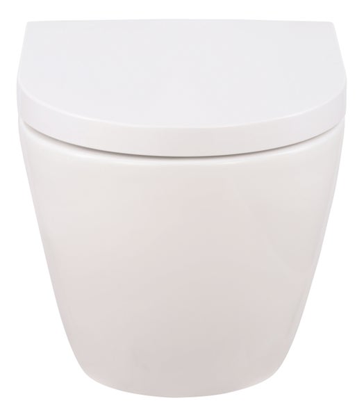 Calmwaters® Wand WC spülrandlos Weiß, mit WC-Sitz, Raumspar WC: 45 cm Ausladung, mit Absenkautomatik, Tiefspüler, Hänge WC, Wandmontage, Sanitärkeramik, 08AB6159