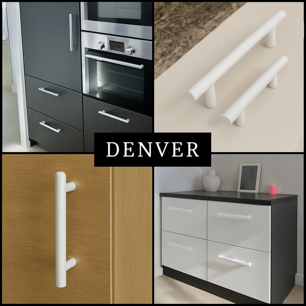 Möbelgriff Stangengriff Denver lochabstand 128 mm Edelstahl Weiß Set 10