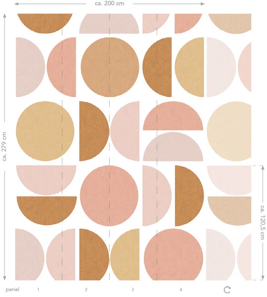 Grafisches Tapetenmuster mit Kreisen und Halbkreisen