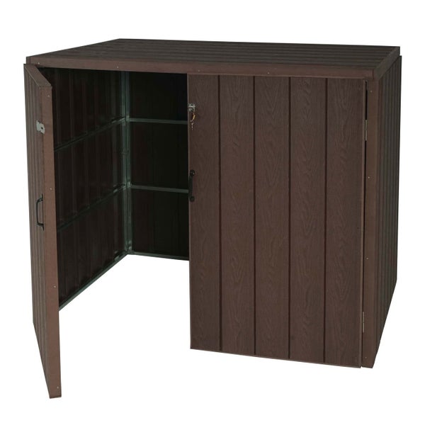 Gartenschrank mit zwei Türen und Regalen im Innenraum