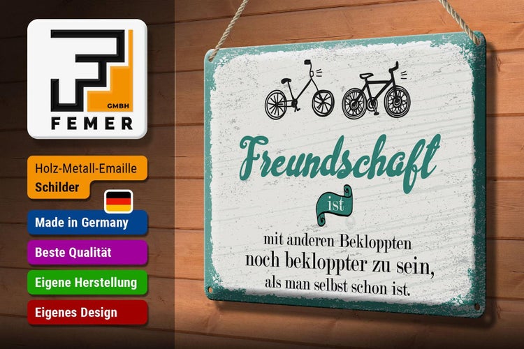 Blechschild Spruch Freundschaft noch bekloppter sein 30x20cm