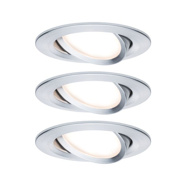 LED Einbauleuchte Nova Coin Basisset schwenkbar rund 84mm 50° Coin 3x6W 3x470lm 230V 2700K Alu gedreht