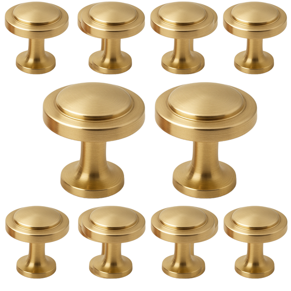 Zehn runde Möbelknöpfe aus Metall