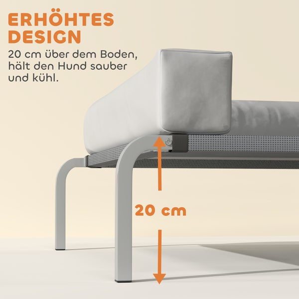 Erhöhtes Hundebett-Design mit 20 Zentimeter Abstand zum Boden für Sauberkeit und Kühlung