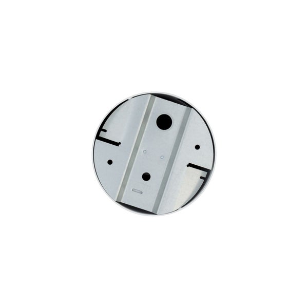 Runde Metall-Montageplatte für Leuchten mit Bohrungen zur Installation.