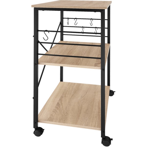Servierwagen tectake Rugby inklusive 6 Haken, 65,5 x 45,5 x 88,5 cm Industrial Style Industrial Holz hell, Eiche Sonoma