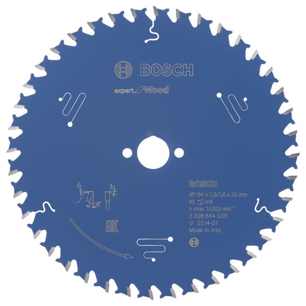 Bosch Kreissägeblatt Expert for Wood für Handkreissägen 184 x 20 x 2,6 mm 40 - 2608644039