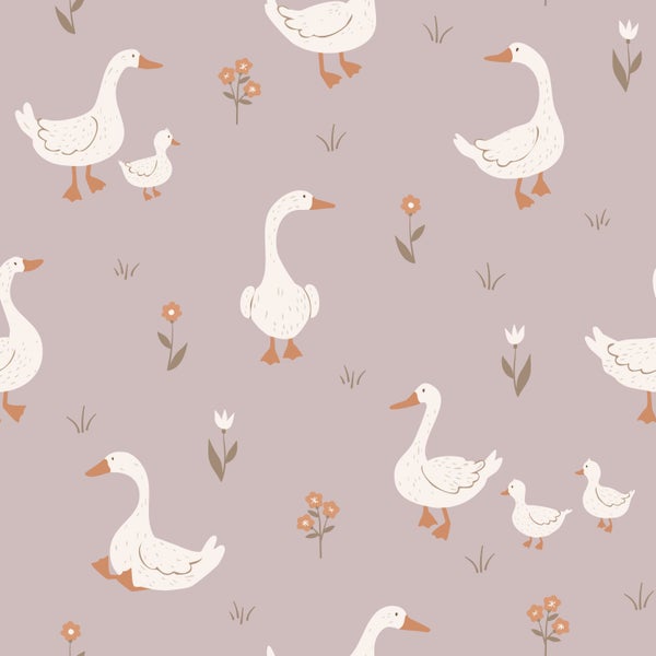 Muster mit Gänsen und Blumen