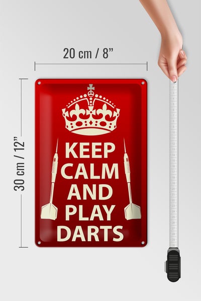 Blechschild Spruch 20x30cm Keep Calm and play Darts