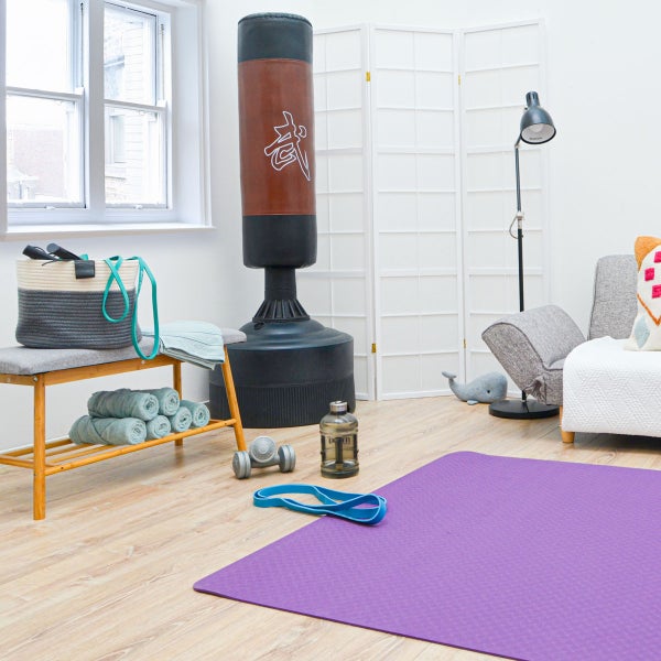 200x116 XXL Fitnessmatte - Rutschfest  - 6mm Extra Breite Yogamatte Aubergine