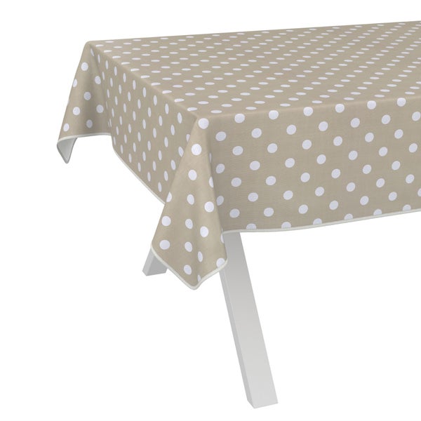 Tischdecke mit Punktmuster auf einem Tisch
