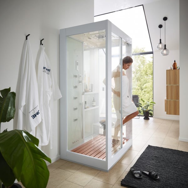 Home Deluxe - Dampfdusche - WHITE LUXORY XL - Maße: 120 x 90 x 220 cm - inkl. Regendusche und Handbrause I Duschkabine, Duschtempel, Dampffunktion