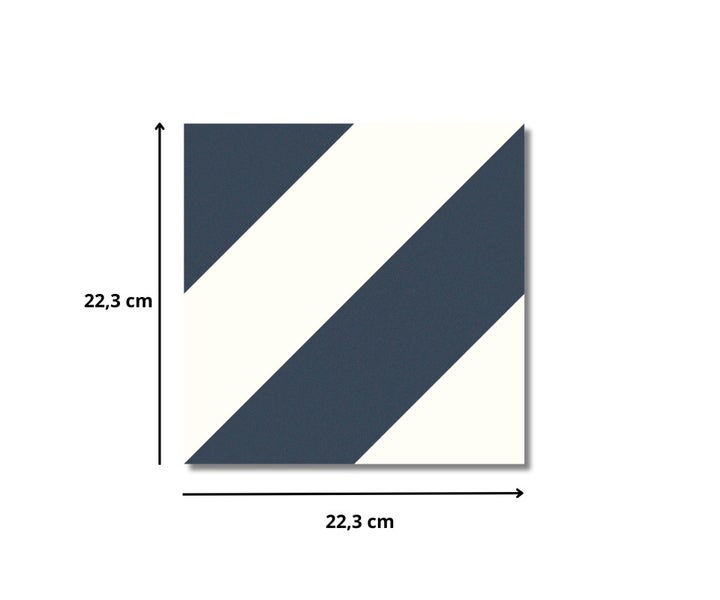 Feinsteinzeug Wand- und Bodenfliese Zebra Navy 22,3 x 22,3 x 0,95 cm glasiert matt Rundkante