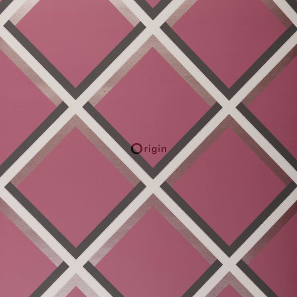 Origin Wallcoverings Tapete geometrisches Motiv Aubergineviolett - 52 cm x 10,05 m - 307129