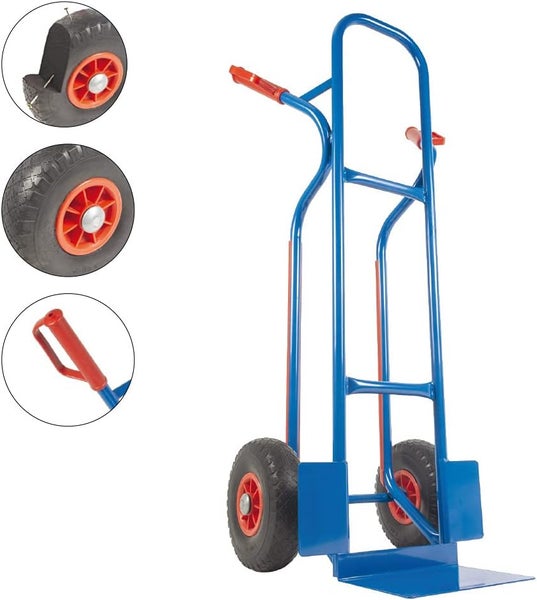 Sackkarre Trestles S04 Stahl | Treppensackkarre mit PU-Rädern & 250 kg Tragkraft | Blau | Profi-Transporthilfe Made in EU