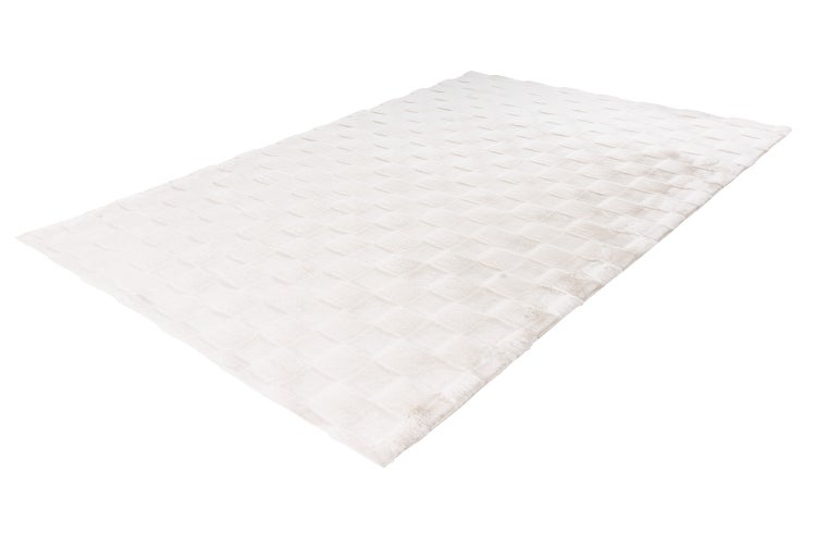 Rechteckiger Teppich mit flauschiger Oberfläche und eingeprägtem Karomuster