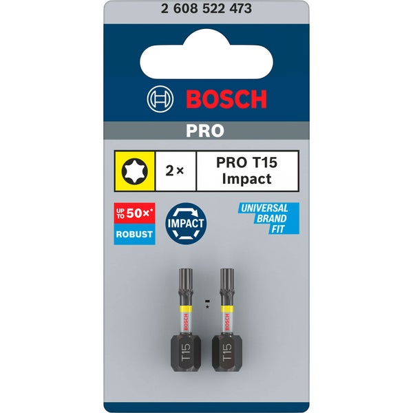 Bosch PRO Torx Impact Bit T15 25 mm 2-tlg. - 2608522473