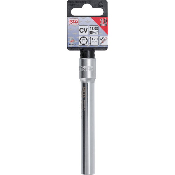 BGS Steckschlüssel-Einsatz Sechskant extra tief Antrieb Innenvierkant 10 mm (3/8) 10 mm - 9863-10