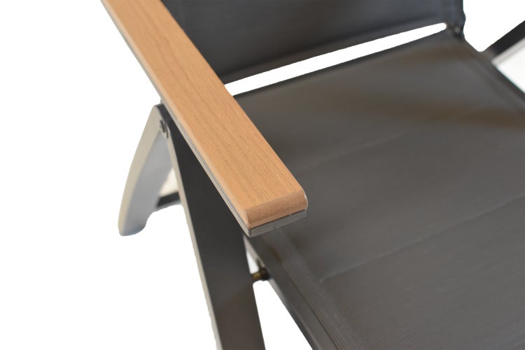 Verona Klappsessel, Rückenlehne 5-fach verstellbar, Aluminium/Textil/Polywood