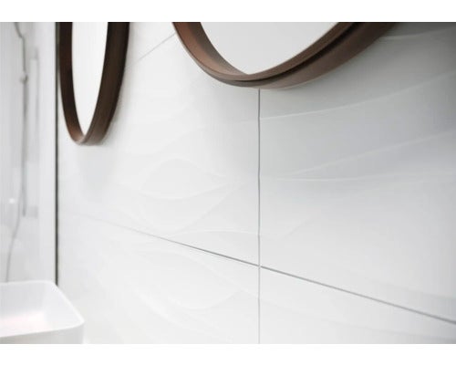 Wandfliese Touch me weiss strukturiert Wellen 30x60cm