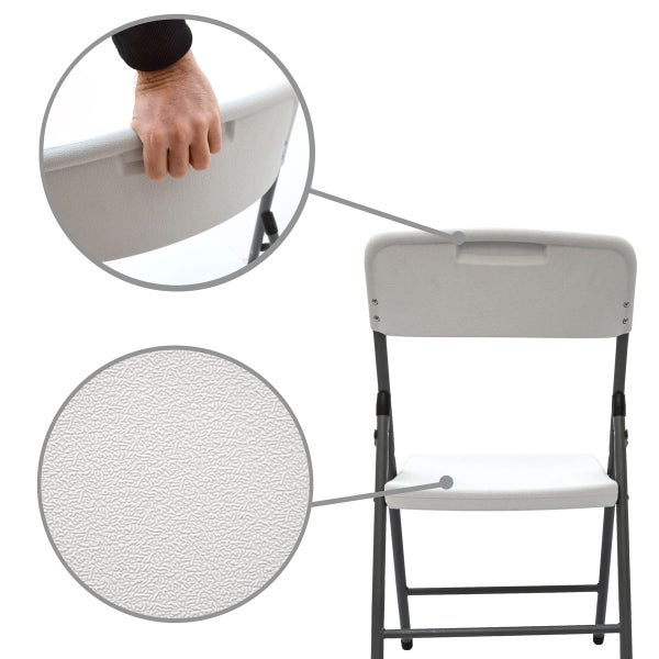 Klappstuhl mit Griff und Oberflächenstruktur